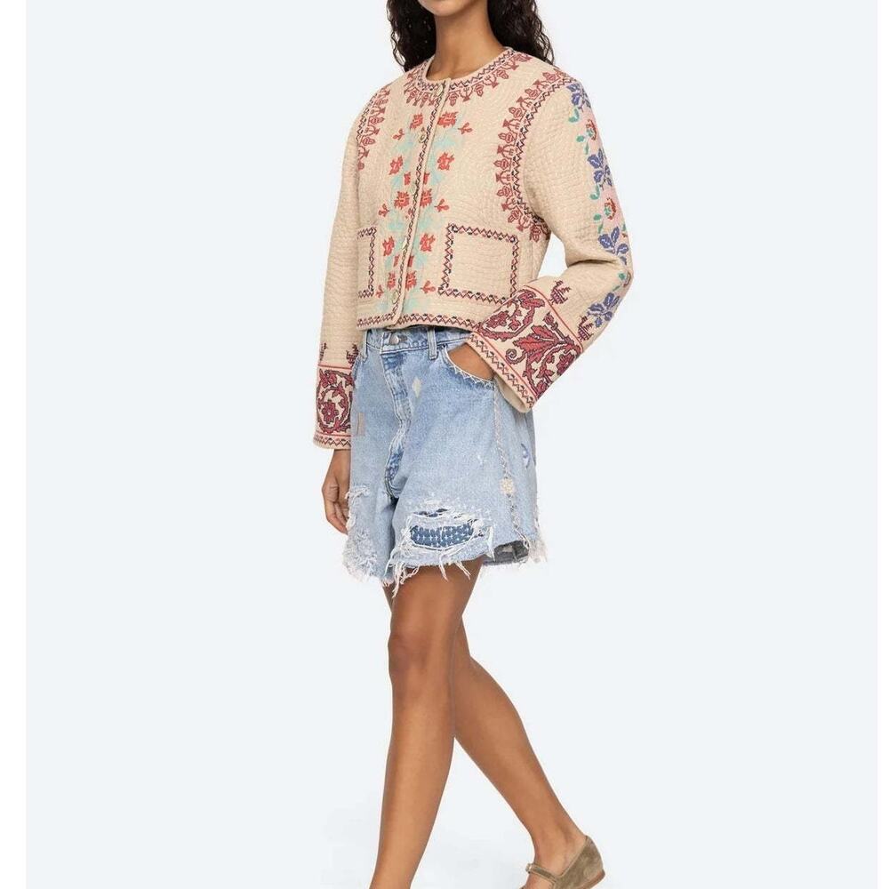 Sea New York Ramona Embroidered Quilted Jacket Folk Boho Small $650